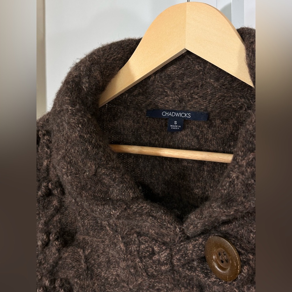 Chadwicks Textured Lambswool Button Cardigan Brow… - image 6